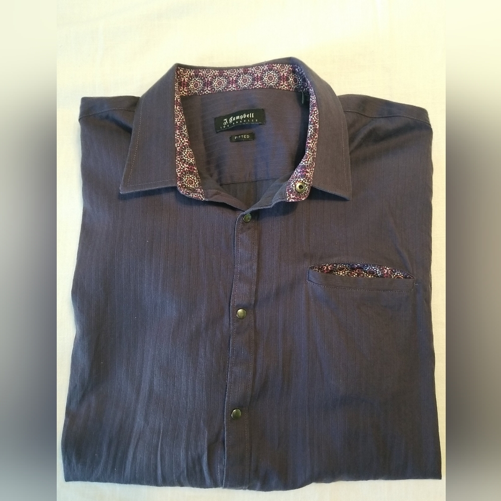 J Campbell Los Angeles Men's Long Sleeve Evening Shirt XXL 100% Cotton